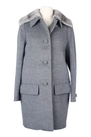 Wool Dress Coat W/ Mink Fur Collar