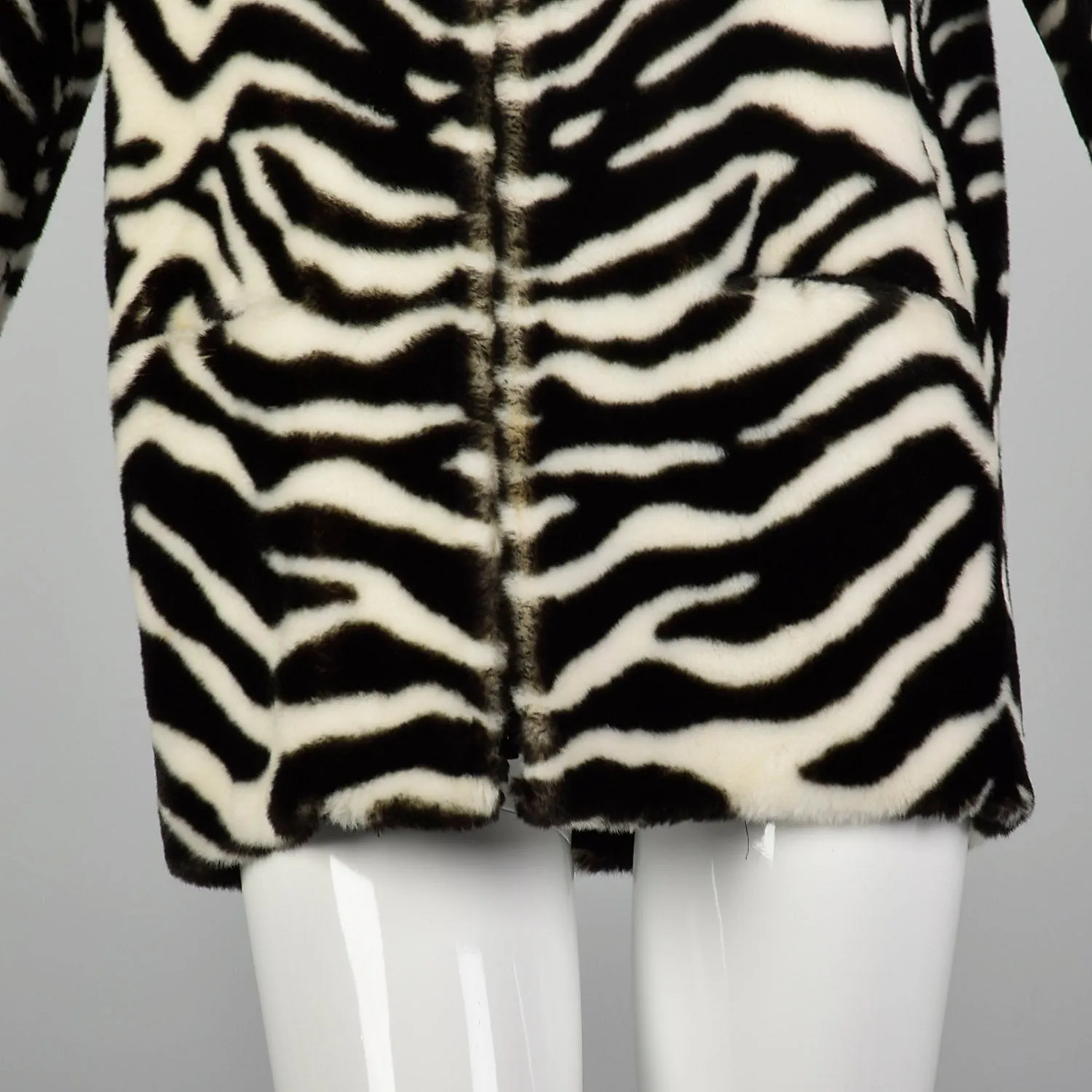 XS 1980s Lilli Ann Faux Fur Plush Zebra Jacket